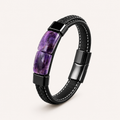 Amethyst Armband für Herren mit zwei Steinen