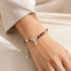 Tigerauge Perlenarmband mit Kreuzanhänger