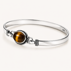 Tigerauge Armreif aus 925er Silber mit ovalem Cabochon