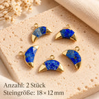 Lapislazuli Anhänger Gold in Halbmondform mit seitlichen Ösen