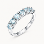 Aquamarin Ring mit fünf ovalen Steinen