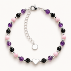 Amethyst Turmalin Armband mit Rosenquarz und Herz
