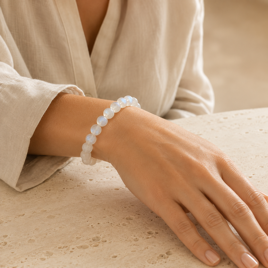 Blaues Mondstein Perlenarmband