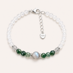 Mondstein Armband mit grünem und weißem Achat