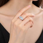 Aquamarin Ringe Silber Design aus 925er Silber mit mehreren runden Steinen
