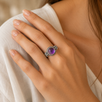 Amethyst Ring aus 925er Silber mit großen Blüten