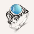 Aquamarin Ring aus 925er Silber mit Volutenmuster