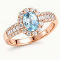 Roségoldfarbener Aquamarin Ring aus 925er Silber mit ovalem Mittelstein