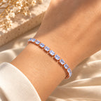 Roségoldfarbenes Mondstein Armband aus 925er Silber mit Gliederfassung