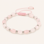 Rosenquarz Makramee Armband mit länglichen Perlen