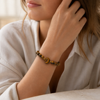 Tigerauge Armband mit Mond- und Sternmotiv