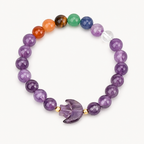 Amethyst Armband mit Halbmond und bunten Steinperlen