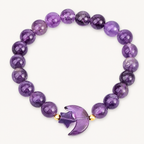 Amethyst Perlenarmband mit Mond und Stern