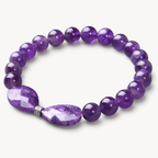 Amethyst Perlenarmband mit zwei facettierten Steinen