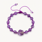 Amethyst Makramee Armband mit Rosenmotiv