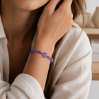 Amethyst Makramee Armband mit Rosenmotiv
