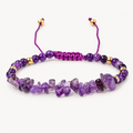 Verstellbares Amethyst Splitterarmband mit Makrameeverschluss
