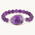 Amethyst Perlenarmband mit großem ovalem Mittelstein