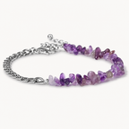 Amethyst Splitterarmband mit silberfarbener Gliederkette