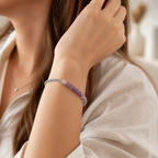 Amethyst Splitterarmband mit silberfarbener Gliederkette