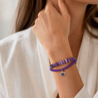Doppelreihiges Amethyst Armband mit Augen-Anhänger