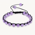 Verstellbares Amethyst Armband mit schwarzer Kordel
