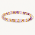 Amethyst Armband mit rechteckigen Steinperlen und goldfarbenen Details