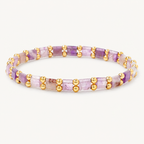 Amethyst Armband mit rechteckigen Steinperlen und goldfarbenen Details