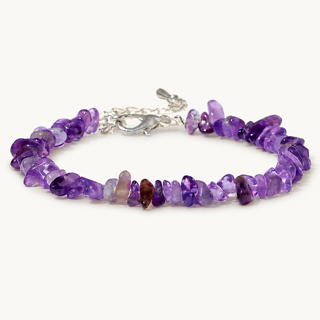 Amethyst Splitterarmband mit silberfarbenem Verschluss