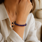 Verstellbares Amethyst Armband mit schwarzem Kordelverschluss