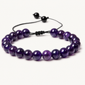 Verstellbares Amethyst Armband mit schwarzem Kordelverschluss