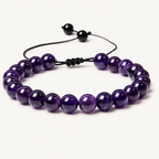 Verstellbares Amethyst Armband mit schwarzem Kordelverschluss