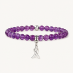 Amethyst Perlenarmband mit Schleifenanhänger