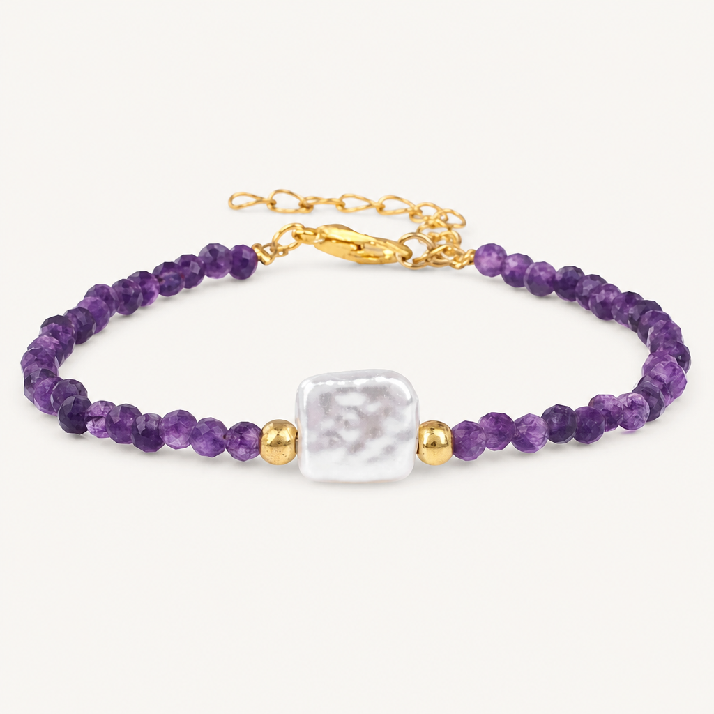 Filigranes Amethyst Armband mit heller Mittelperle