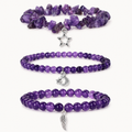 Amethyst Armband mit Stern-, Mond- und Flügelanhänger