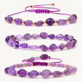 3er Set Amethyst Armbänder mit verstellbarer Kordel