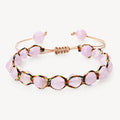 Rosenquarz Makramee Armband mit facettierten Steinen