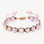 Rosenquarz Makramee Armband mit facettierten Steinen