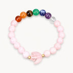 Rosenquarz Edelstein Armband mit Mondanhänger
