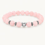 Rosenquarz Perlenarmband mit Katzenkopf