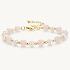 Rosenquarz Armband mit weißen Perlen