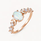 Opal Ring aus Roségold mit Mondsicheln und Ziersteinen