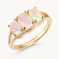 Opal Ring aus 925er Silber mit drei rechteckigen Steinen