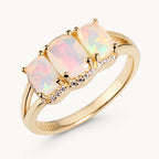 Opal Ring aus 925er Silber mit drei rechteckigen Steinen