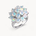 Opal Ring aus 925er Silber mit vielen ovalen Steinen