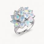 Opal Ring aus 925er Silber mit vielen ovalen Steinen