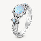 Opal Ring aus 925er Silber mit floralem Steinbesatz