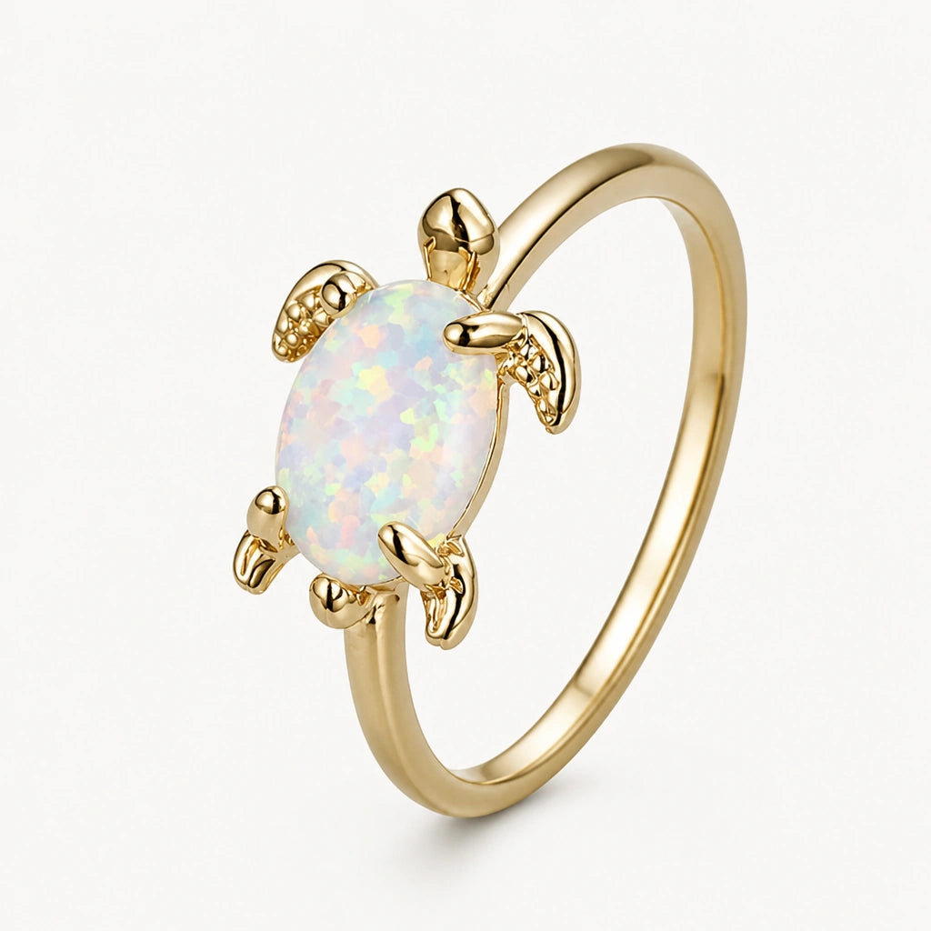 Opal Ring mit Schildkrötenmotiv
