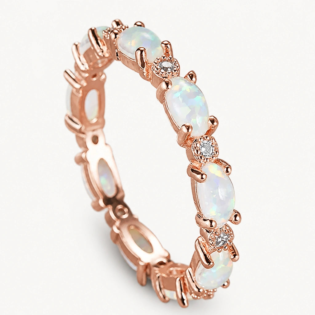 Opal Ring mit ovalen Steinen in Roségoldoptik
