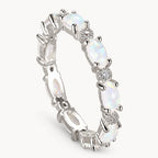 Opal Ring mit ovalen Steinen in Silberoptik